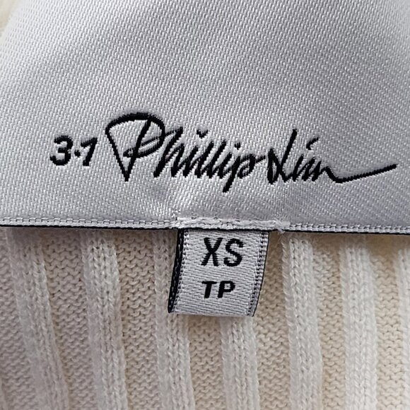 3.1 Phillip Lim Ivory Cotton Crepe V-Neck Lace Cardigan - Picture 8 of 9